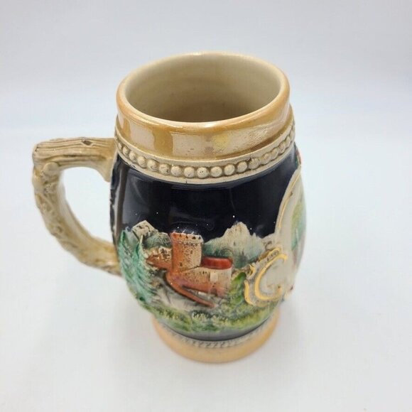 Vtg King Werk Beer Stein Mug Hand Painted Drink Beer Go to Heaven German Lot 2 - Picture 10 of 11